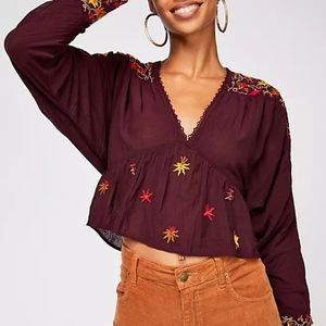 Free People - Ava Embroidered Blouse - Size M